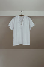 1990's WHITE WOVEN VENTED PEASANT TOP | SIZE M