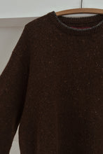 1990's COTTON + WOOL CHOCOLATE FLECK CHUNKY KNIT JUMPER | SIZE L/XL