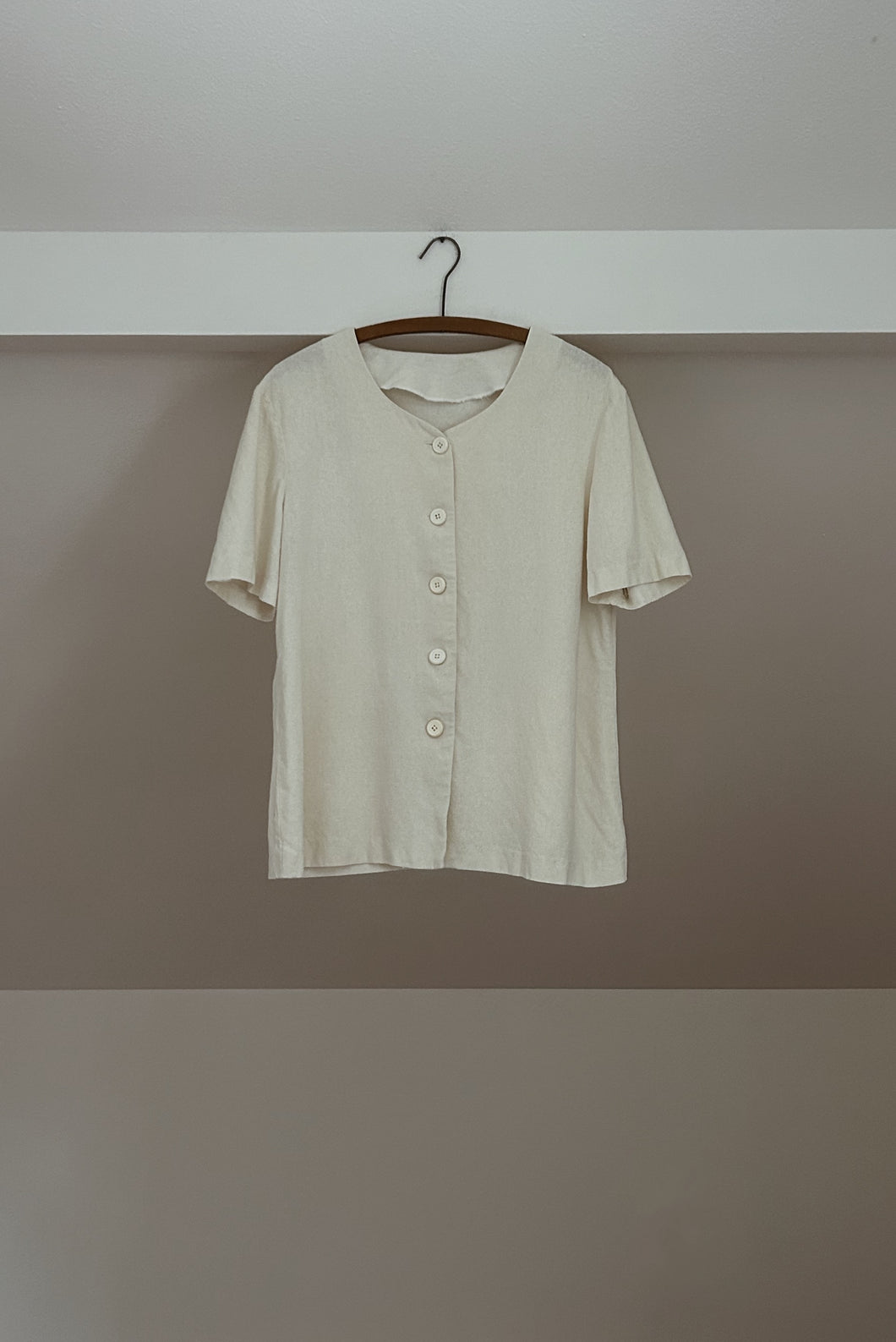 1980's PURE RAW SILK BOXY BUTTON BLOUSE | SIZE M