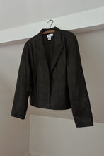 1990's BLACK LAMBSKIN LEATHER CROP BLAZER JACKET | SIZE L