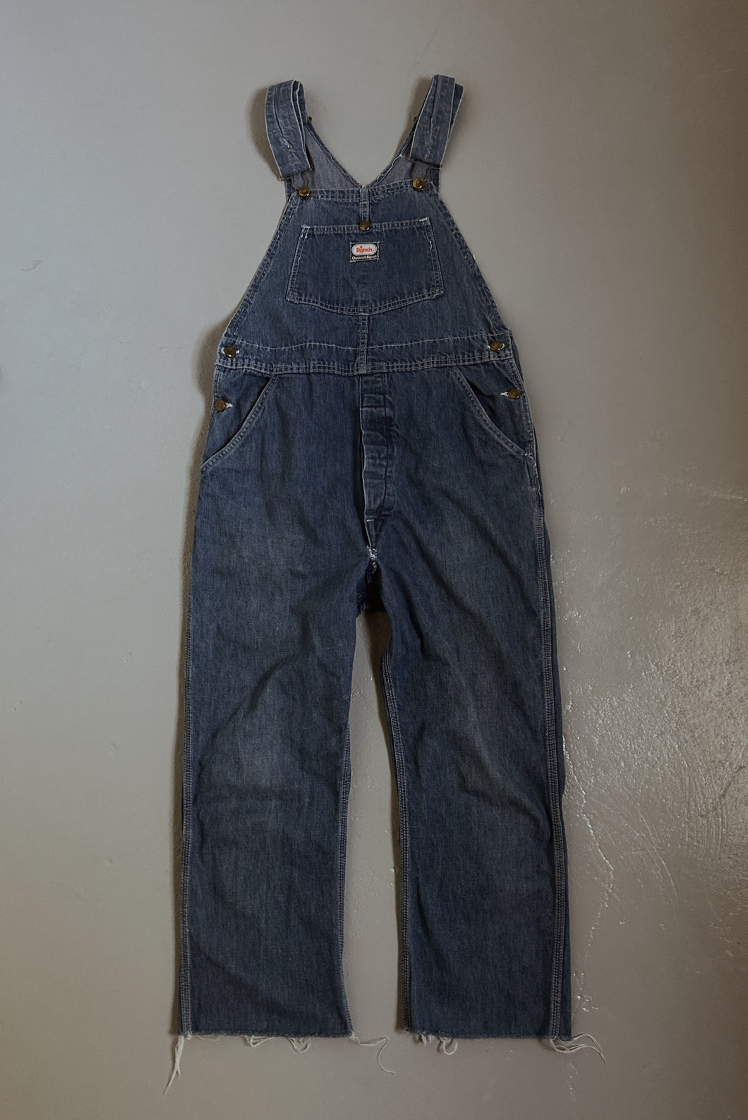 1980's THRASHED OSHKOSH DENIM OVERALLS | SIZE M