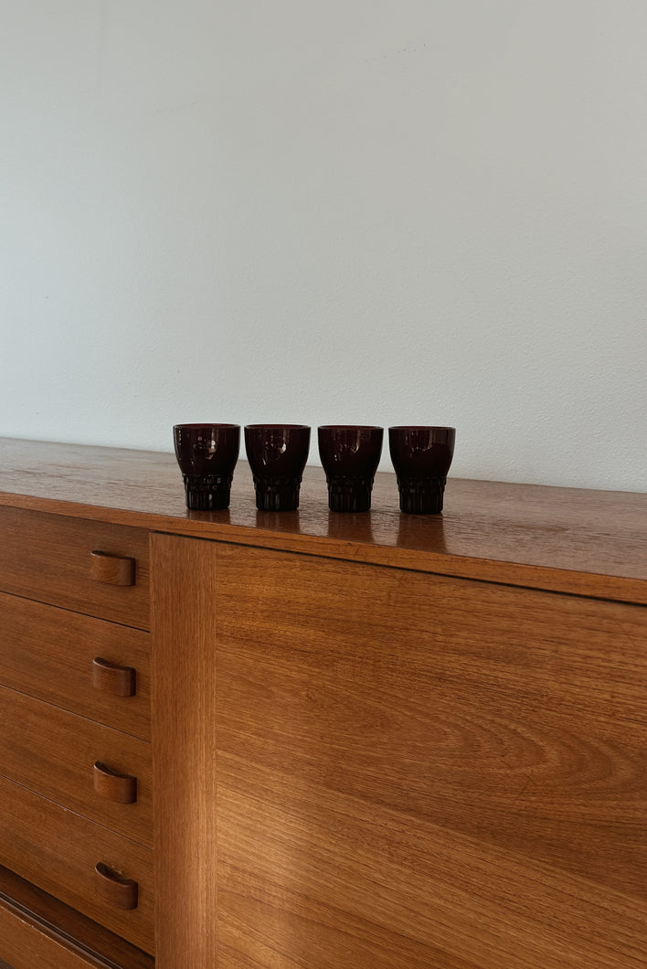 1950's RUBY RED WINDSOR WINE TUMBLERS | SET OF FOUR