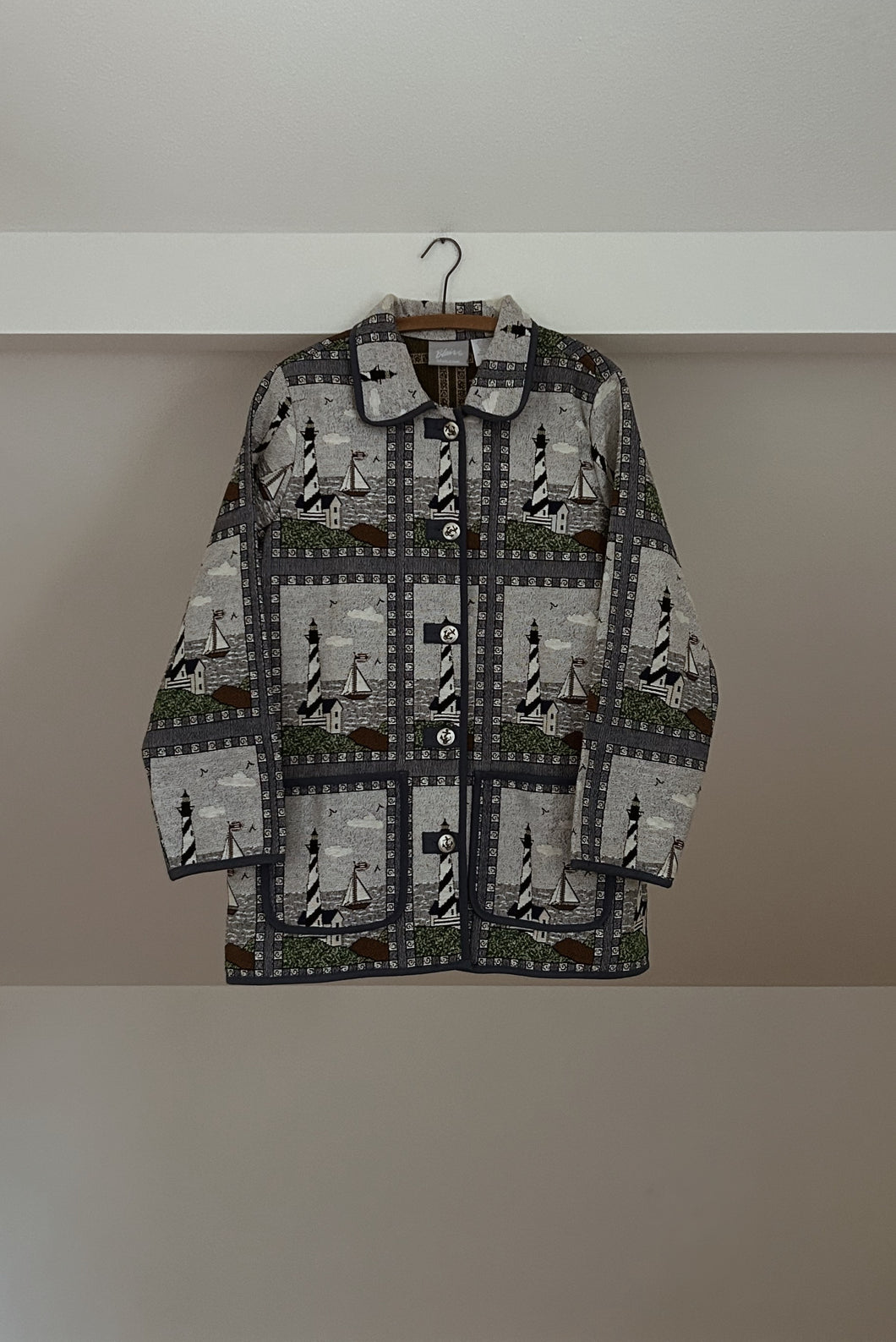 LATE 1990's SEASIDE TAPESTRY JACKET | SIZE XL