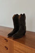 1990's JUSTIN BLACK LEATHER COWBOY BOOTS | SIZE 9