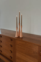 MID CENTURY STYLE PEACH PAINTED IRON CANDLE HOLDERS | SET OF THREE