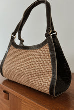 Y2K BRAHMIN WOVEN JUTE + EMBOSSED LEATHER SHOULDER BAG