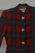 1980's CARLISLE PLAID WOOL PEPLUM BLAZER | SIZE S