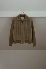 1970's CAMEL SUEDE CABLE KNIT ZIP JACKET | SIZE M/L