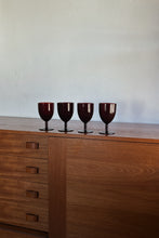 1960's RED GLASS WINE GOBLETS