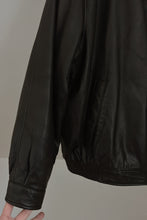1990's CLASSIC BLACK LEATHER OVERSIZED BOMBER JACKET | SIZE L/XL