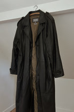 1990's WILSONS BLACK LEATHER TRENCH | REMOVABLE QUILTED LINING | SIZE L/XL