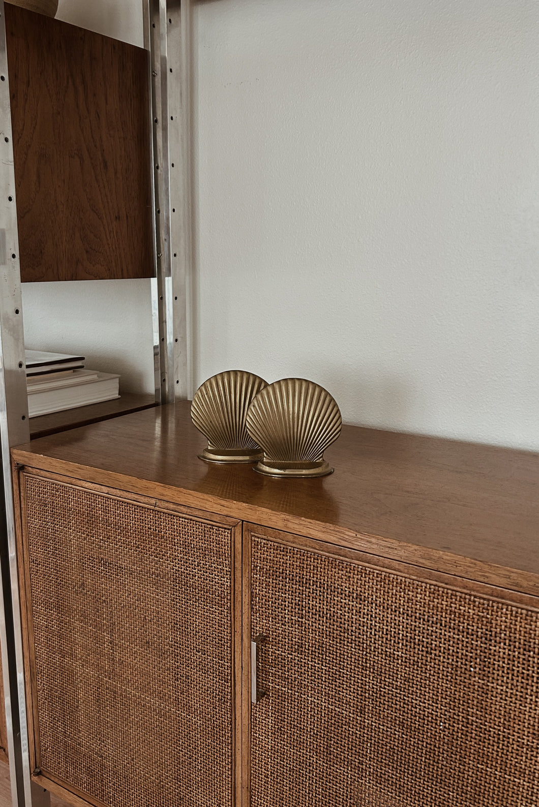 MID CENTURY BRASS SHELL BOOKENDS