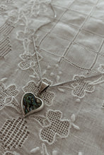 1990's ABALONE + 925 STERLING HEART PENDANT ON 925 STERLING CUBE CHAIN