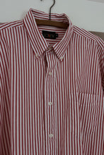 1990's J CREW RED STRIPE COTTON POPLIN | SIZE XL