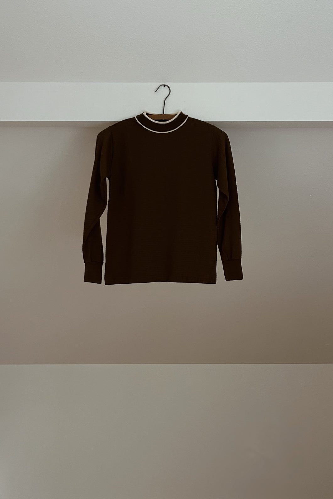 1950's DONMOOR CHOCOLATE THERMAL MOCK NECK | SIZE S