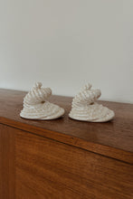 1980's PEARL CERAMIC SHELL CANDLE HOLDERS