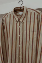 1990's TRACK STRIPE COTTON BUTTON DOWN | SIZE XL