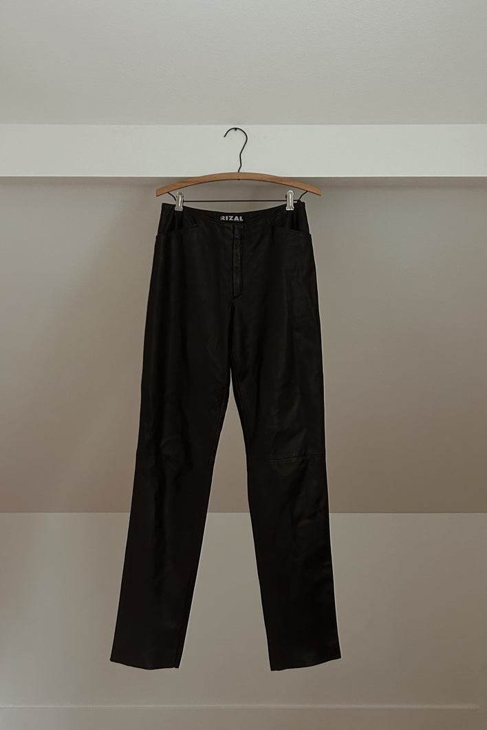 1990's FRENCH BUTTERY SOFT CHOCOLATE LEATHER TROUSERS | SIZE 27