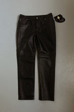 1990's / EARLY Y2K BLACK PURE LEATHER TROUSERS | SIZE 31