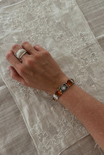 1920's RARE HAWAIIAN ART DECO CITRINE GLASS + STERLING PANEL BRACELET