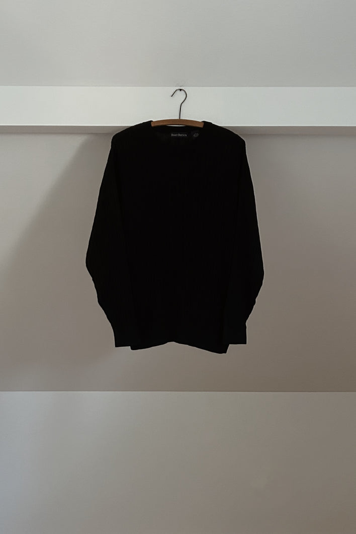 1990's BLACK PURE SILK CABLE KNIT JUMPER | SIZE M/L
