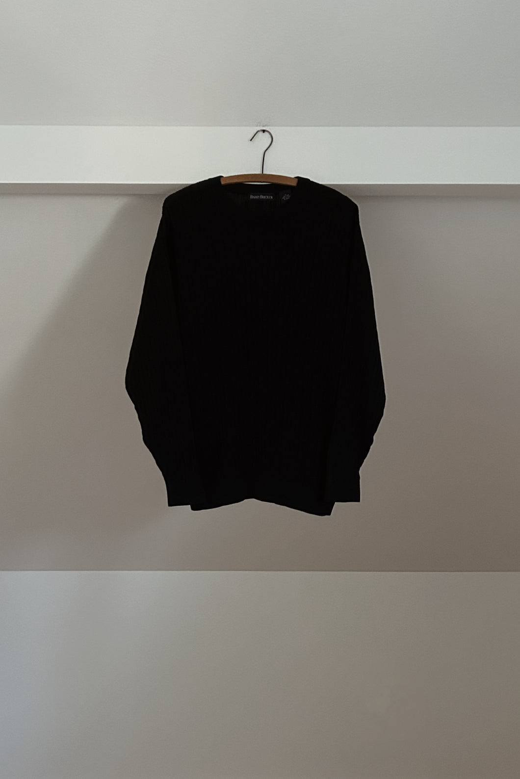 1990's BLACK PURE SILK CABLE KNIT JUMPER | SIZE M/L
