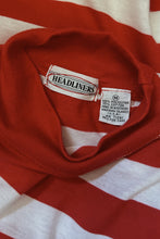 1980's CHERRY STRIPE MOCK NECK TEE | SIZE M