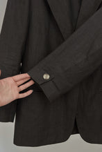1990's PURE LINEN WOVEN CHARCOAL BLAZER | SIZE M