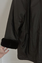 1990's WILSONS FAUX SHEARLING LINED BLACK LEATHER JACKET | SIZE L/XL