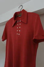 1960's MOD CHERRY BUTTON LINED ZIP TEE | SIZE S/M