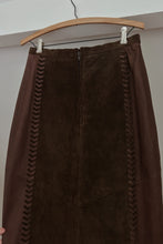 1990's CHOCOLATE SUEDE FRINGE SKIRT | SIZE S/M