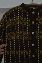 1960's HAND KNIT CHOCOLATE NORWEGIAN WOOL CARDIGAN | SIZE M