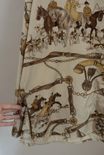 1980's LA CHINE EQUESTRIAN PRINT BUTTON BLOUSE | SIZE L