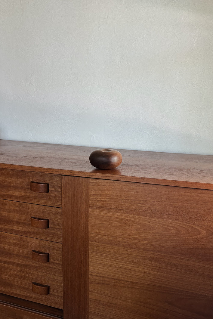 MID CENTURY WALNUT ABSTRACT CONE INCENSE BURNER