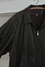 1990's CLASSIC BLACK LEATHER OVERSIZED BOMBER JACKET | SIZE L/XL