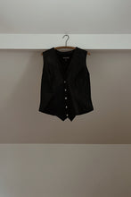 1990's WILSONS BLACK BUTTERY SOFT LEATHER BIKER VEST | SIZE M/L