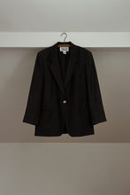 1990's PURE LINEN WOVEN CHARCOAL BLAZER | SIZE M