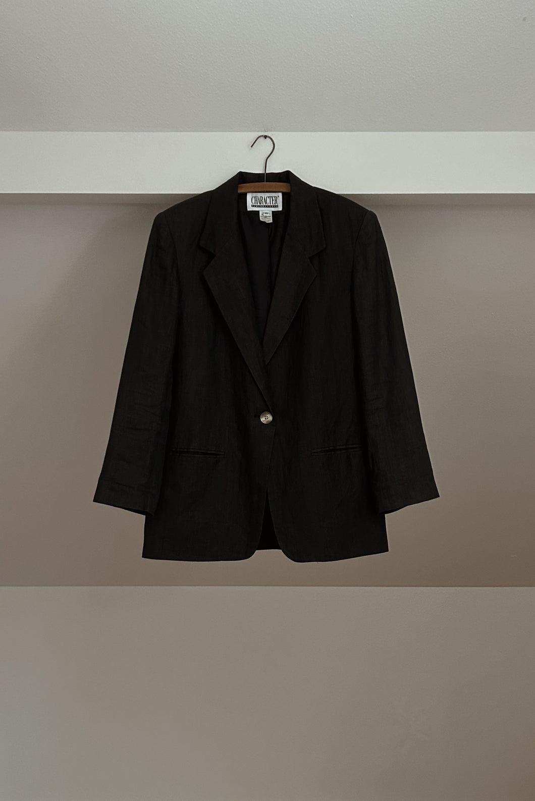 1990's PURE LINEN WOVEN CHARCOAL BLAZER | SIZE M