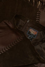 1990's CHOCOLATE SUEDE FRINGE SKIRT | SIZE S/M