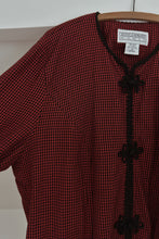 1990's HOUNDSTOOTH FROG CLOSURE PEPLUM JACKET | SIZE 2XL
