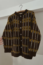 1960's HAND KNIT CHOCOLATE NORWEGIAN WOOL CARDIGAN | SIZE M