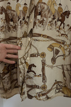 1980's LA CHINE EQUESTRIAN PRINT BUTTON BLOUSE | SIZE L