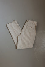 EARLY 1990's LINEN PLAID PLEATED TROUSERS | SIZE 28