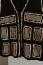 1970's BLACK CROCHET + PATCHED SUEDE TANK