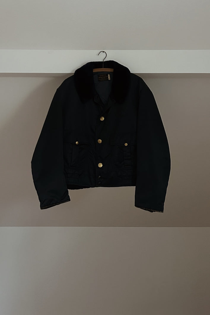 1960's NAVY SATIN UNION CLUB BOMBER JACKET | SIZE L/XL