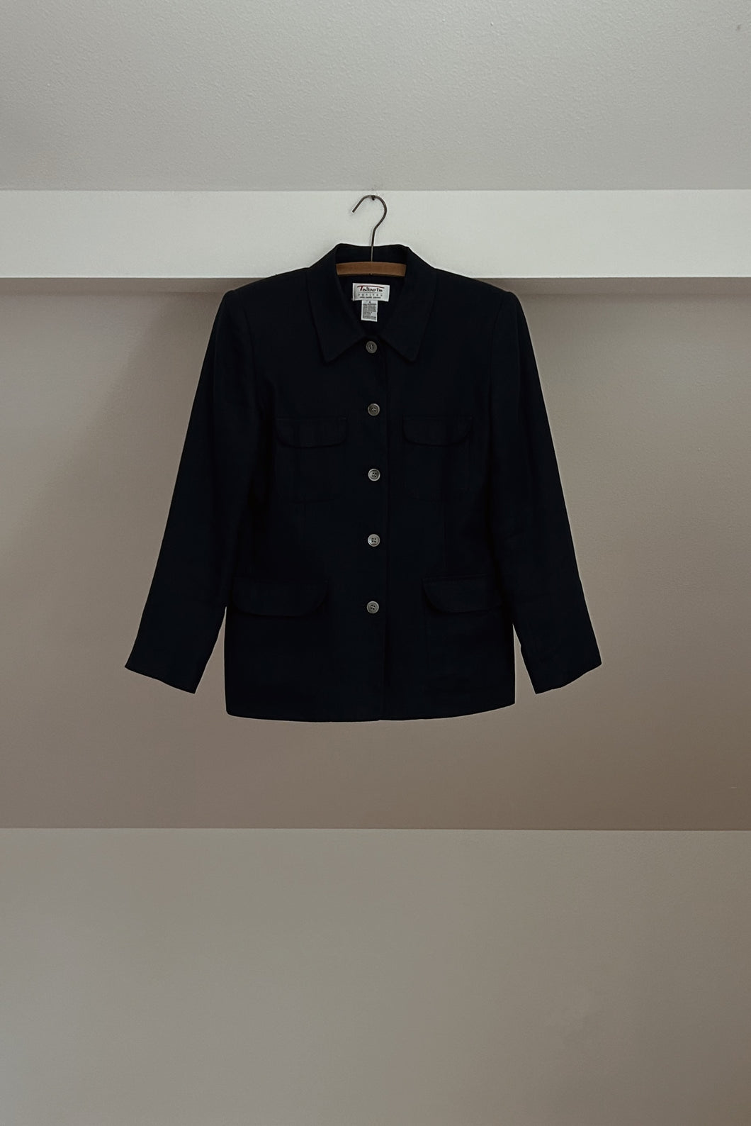 1990's PURE IRISH LINEN DEEP BLUE POCKET BLAZER | SIZE S
