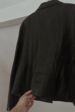 1990's BLACK LAMBSKIN LEATHER CROP BLAZER JACKET | SIZE L