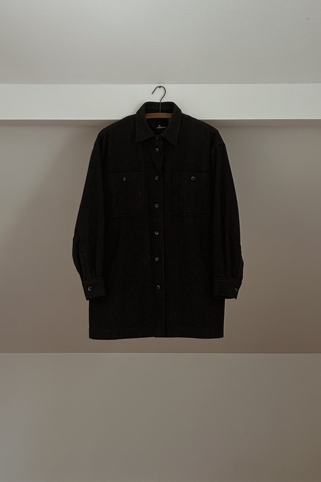 1990's CHARCOAL WOOL FLANNEL SHIRT JACKET | SIZE M