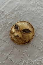 1970's BRASS CAT MASK BROOCH