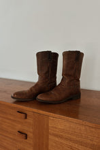 1980's JUSTIN CHOCOLATE LEATHER COWBOY BOOTS | SIZE 9